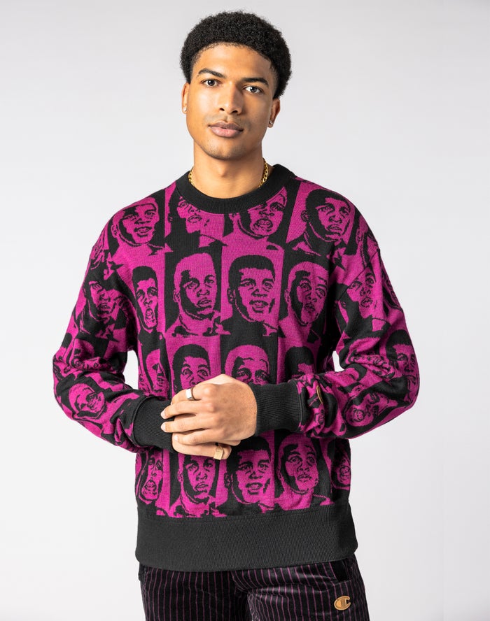 Champion Sweatshirt Heren - Zwart/Roze - Muhammad Ali™ Cashmere-Blend Sweater By Don C ( 345280-RNL